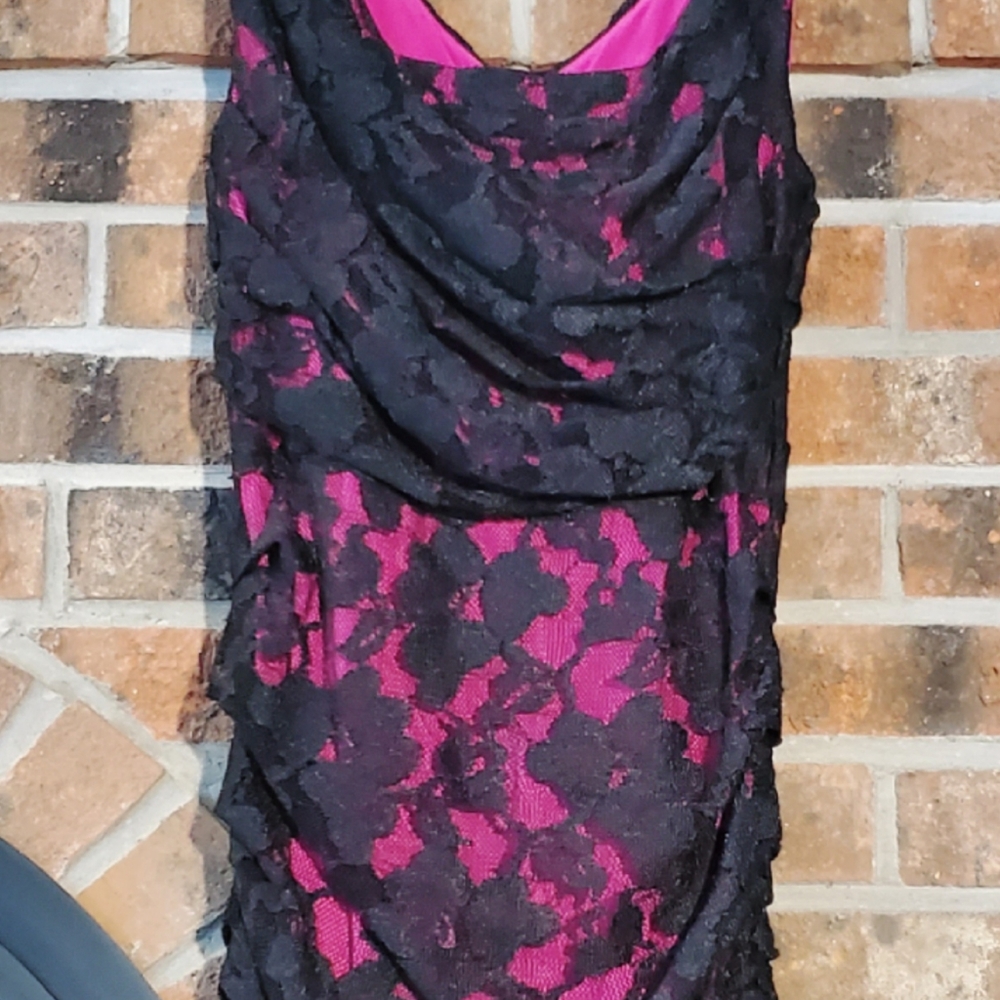 Women's Express Black & Pink Lace Dress